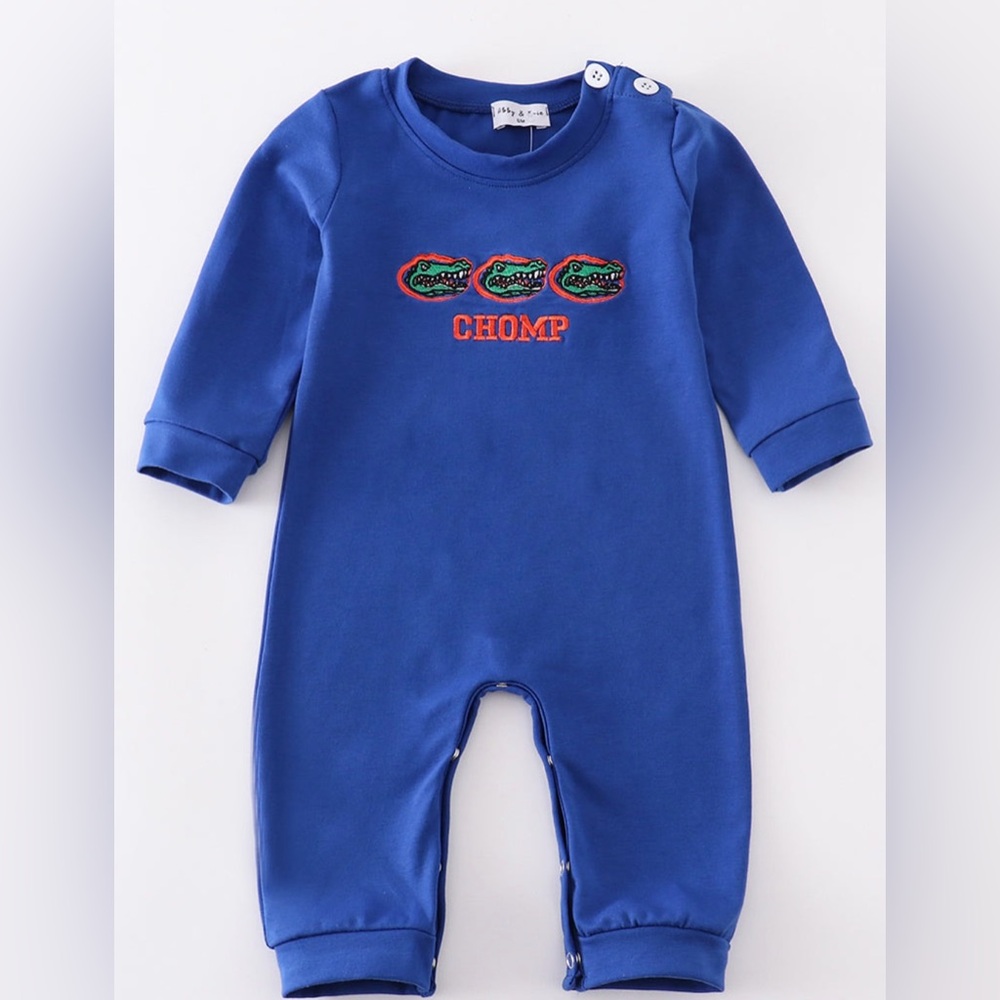 Baby Boys Blue Florida Gators Embroidered One Piece Long Sleeve Longall Size 12M
